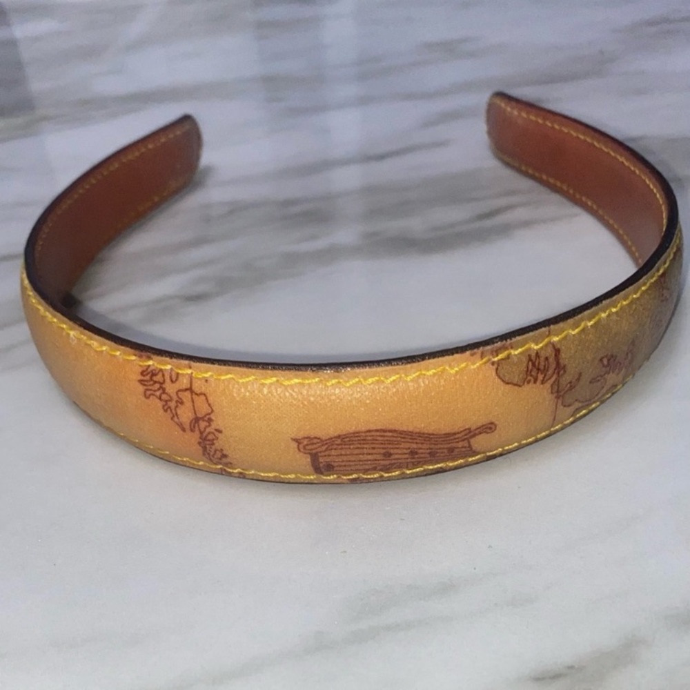 🆕 Alviero Martini Leather Headband in Brown and Tan - Picture 2 of 7